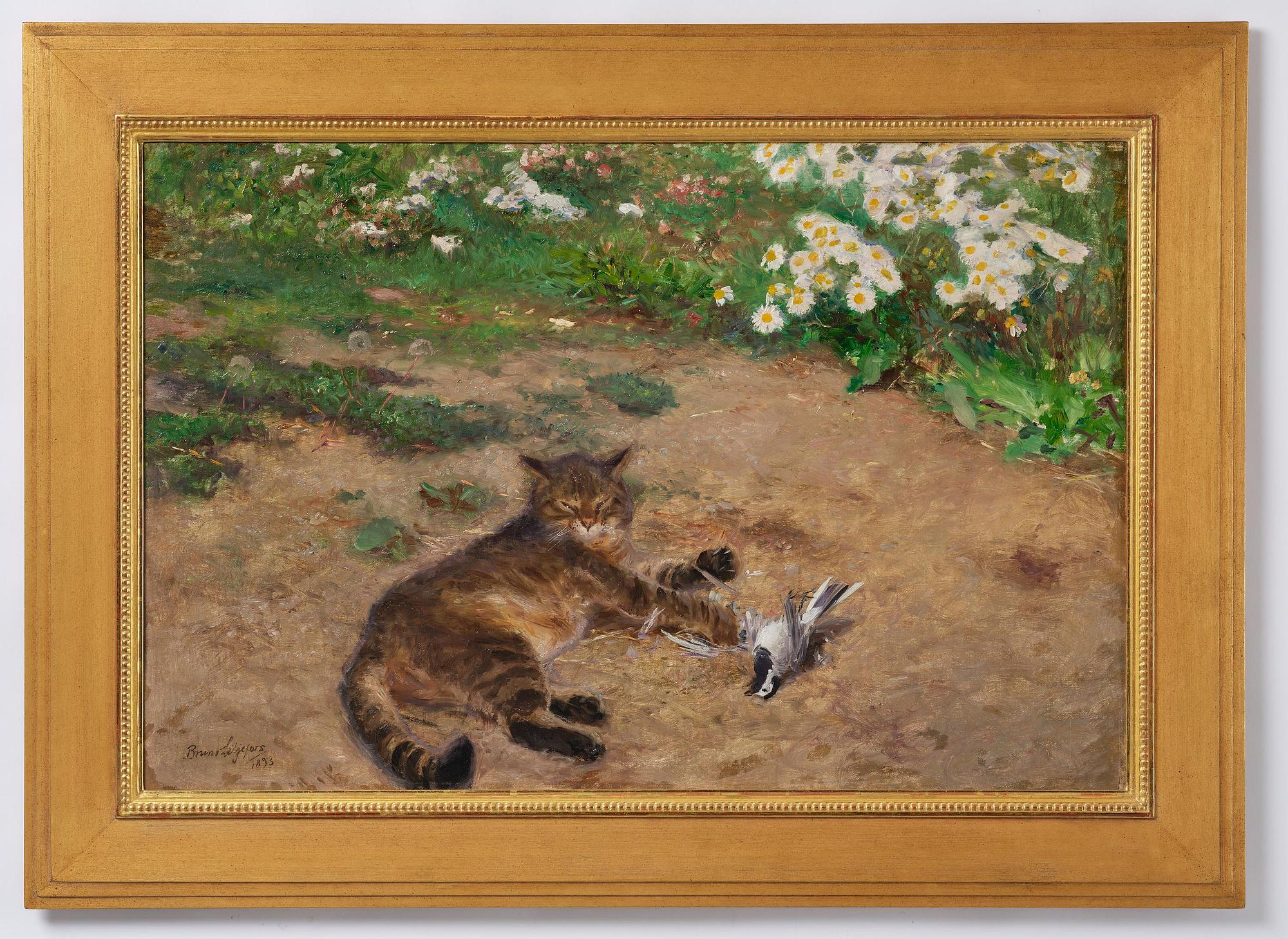 Bruno Liljefors, Cat and wagtail.