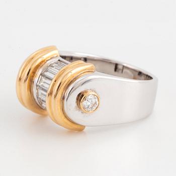 Baguette and brilliant-cut diamond ring.