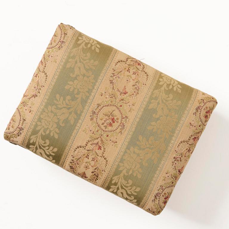 A late Gustavian giltwood foot stool, Stockholm, late 18th century.