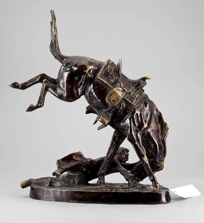 SKULPTUR, brons, efter Fredric Remington, 1900-tal.