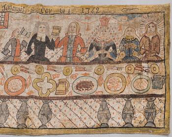A FOLK ART WALL PAINTING FROM 1762. Sweden.