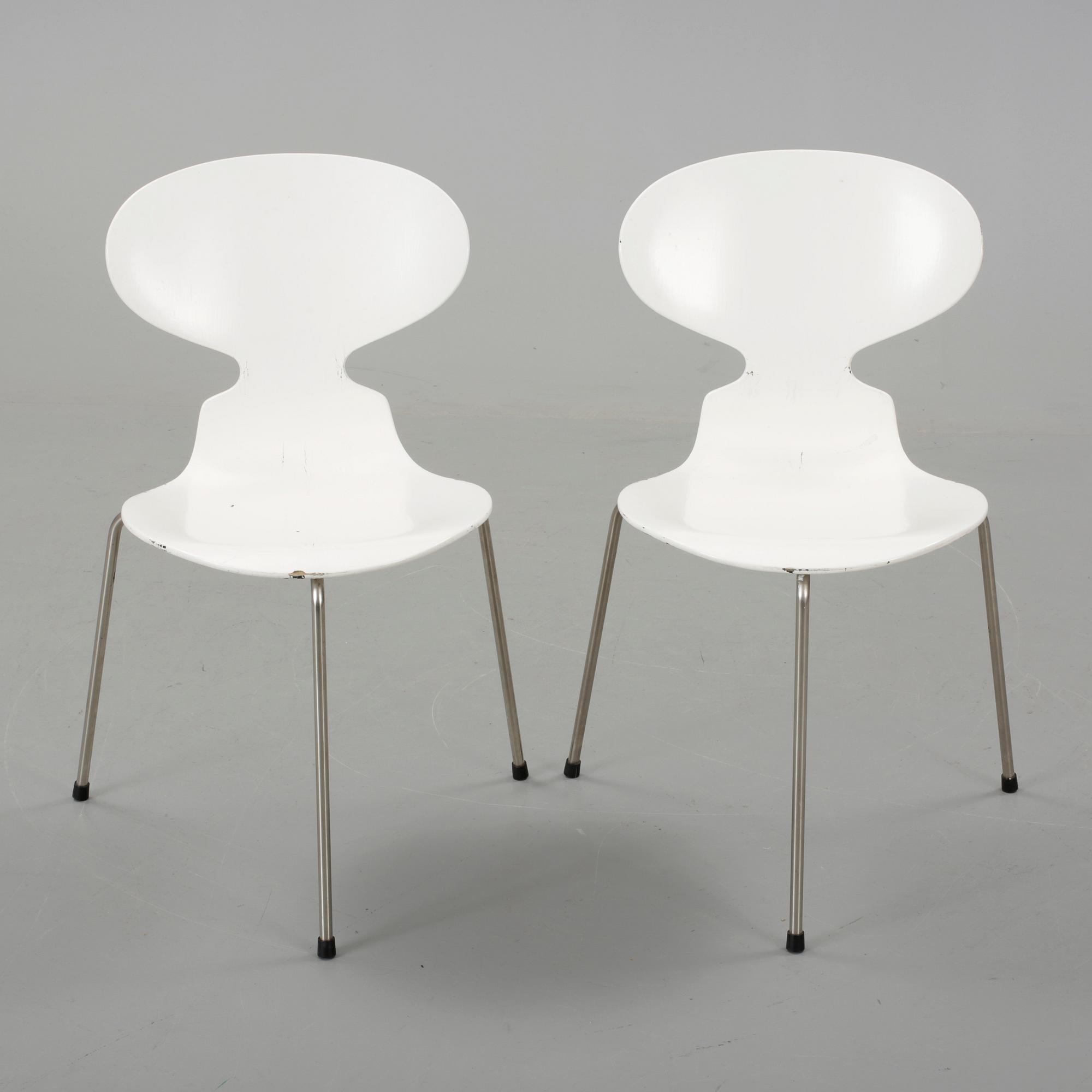 STOLAR, ett par, "Myran, Arne Jacobsen, Fritz Hansen, 1900-talets andra hälft.