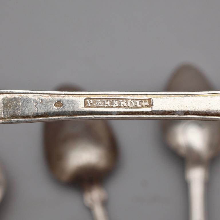 MATSKEDAR, 17 st, silver, bland annat Johan Lindbom, Visby, 1779. 1700-, 1800- samt 1900-tal. Total vikt ca 755 gram.