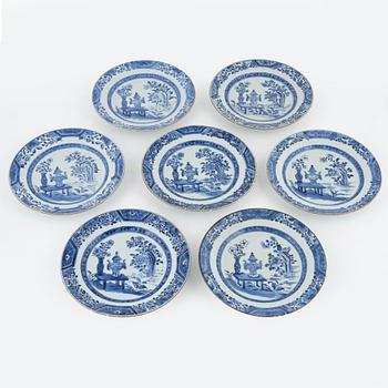 Twelve blue and white porcelain plates, china, Qianlong (1736-95).