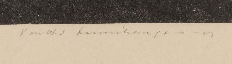 Pentti Lumikangas, puupiirros,  signeerattu ja päivätty -63.