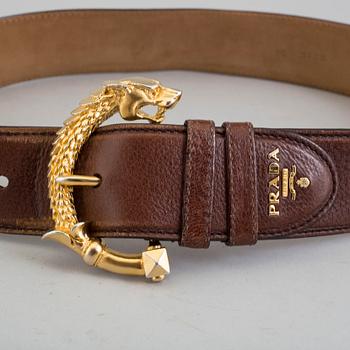 PRADA, a leather belt, size 75/30.