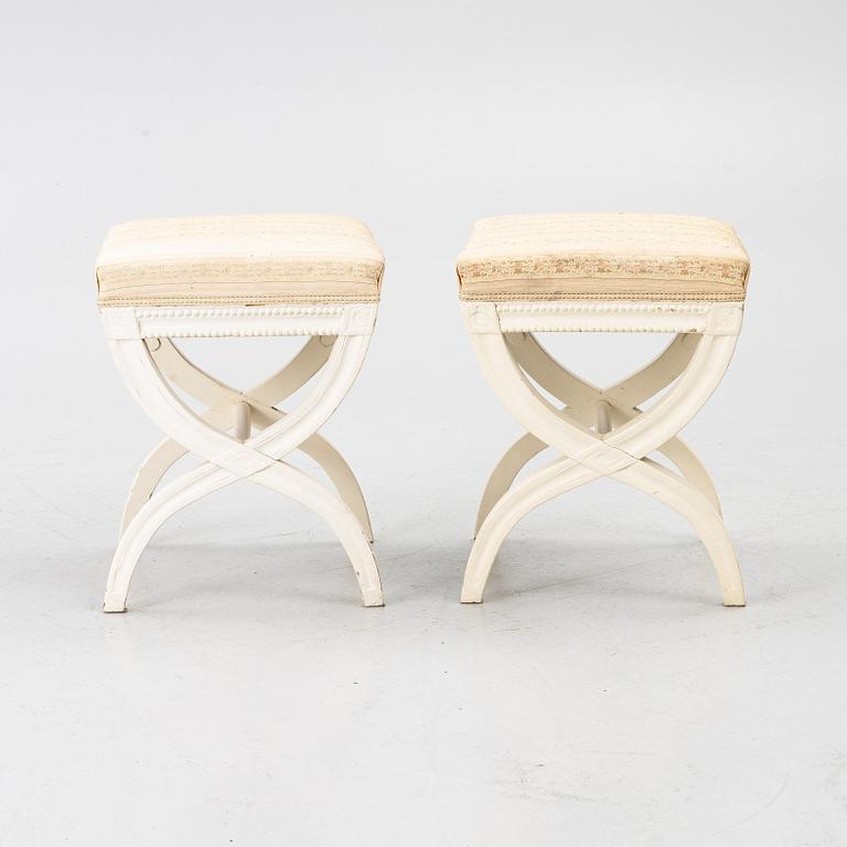 A pair of Late Gustavian stools, circa 1800.