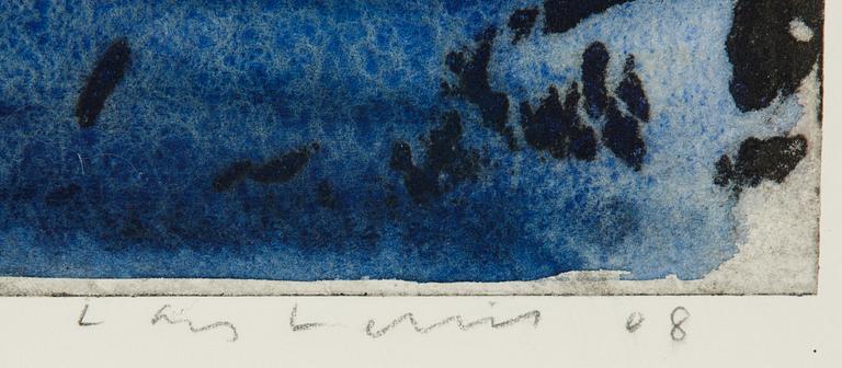 Lars Lerin, wood cut with hand colouring, 2008, signerad Lars Lerin et.