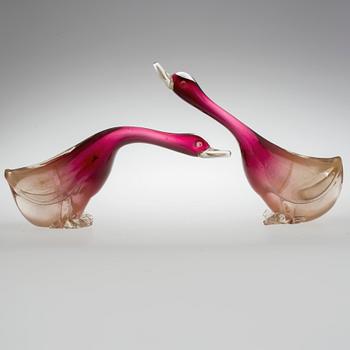 FIGURINER, 2 st, glas, troligen Archimede Seguso, Murano.