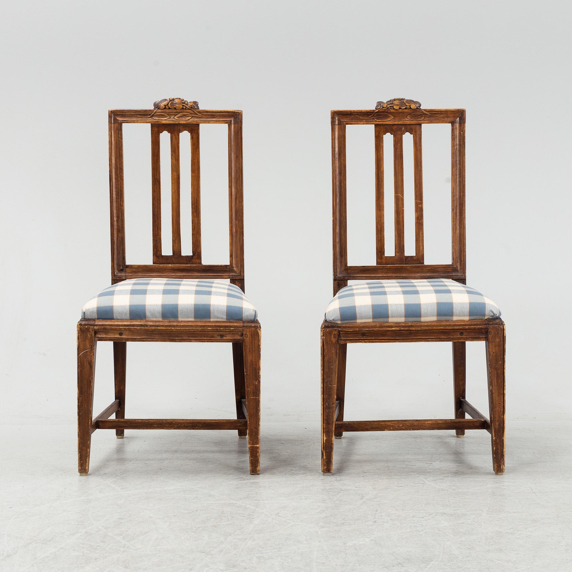 A pair of Gustavian chairs, second half of the 20th Century.