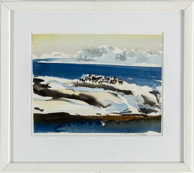 LARS LERIN, watercolour, signed.