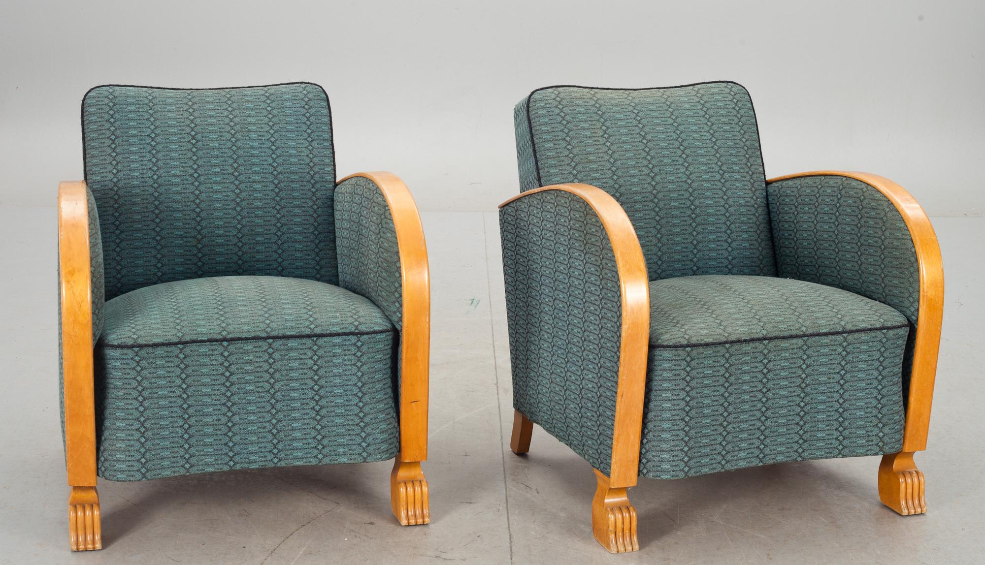FÅTÖLJER, ett par, Art deco, 1900-talets första hälft.