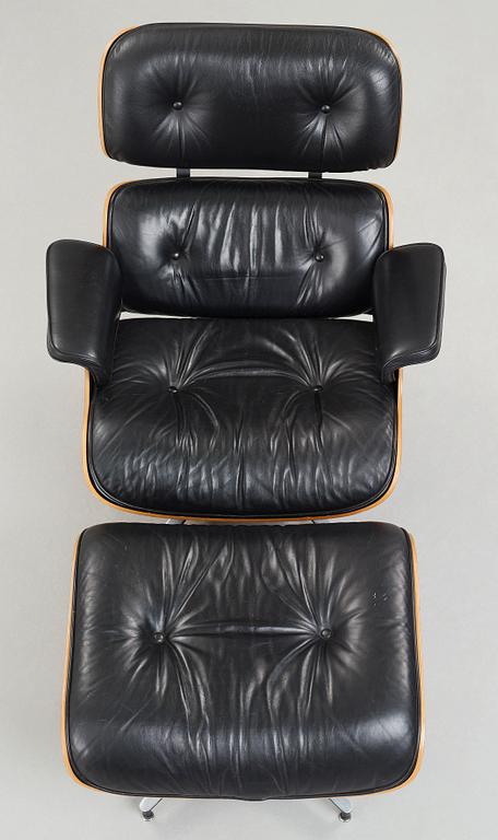 Charles & Ray Eames, a lounge chair with ottoman, Herman Miller, USA 1980's.