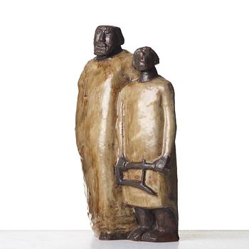 Åke Holm, a stoneware sculpture "Saul and David", Höganäs, Sweden 1950's.