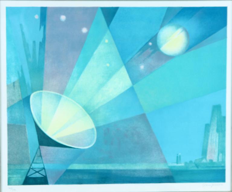 SVEN JONSON, färglitografi, sign o numr 368/390. "Fonogloben".