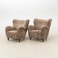 Armchairs, a pair of Scandinavian modern 1940s.
