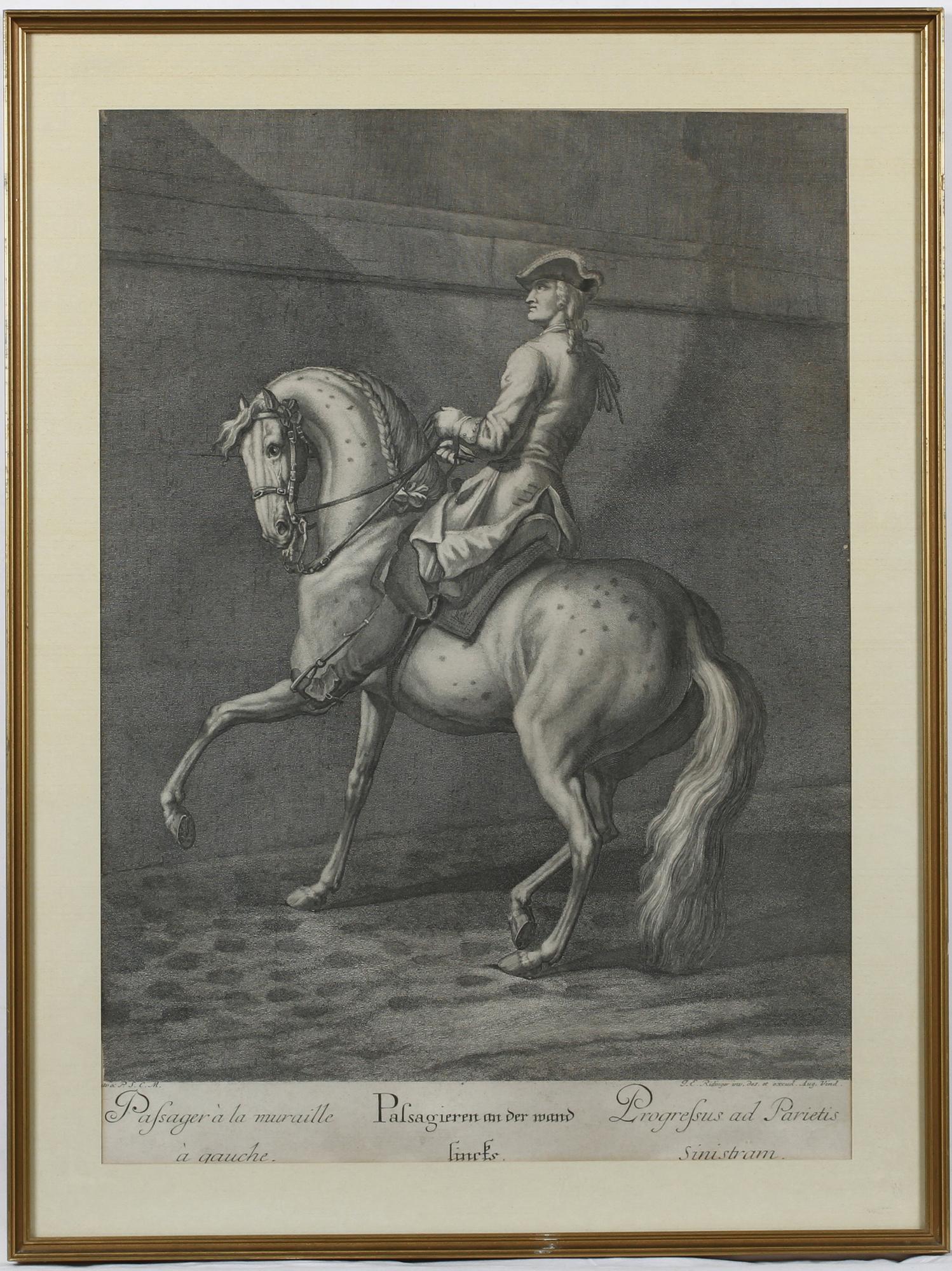 GRAVYRER, 4 st. Efter J.E. Ridinger. 1800/1900-tal.