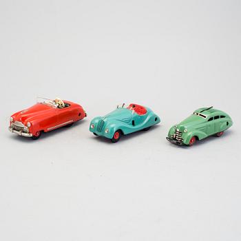A lot of 3 Schuco cars, Germany, ca 1950.