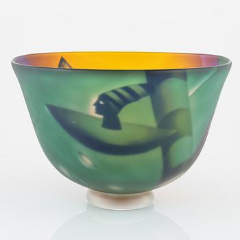 Bertil Vallien, a unique blasted glass bowl, Kosta Boda, Sweden.