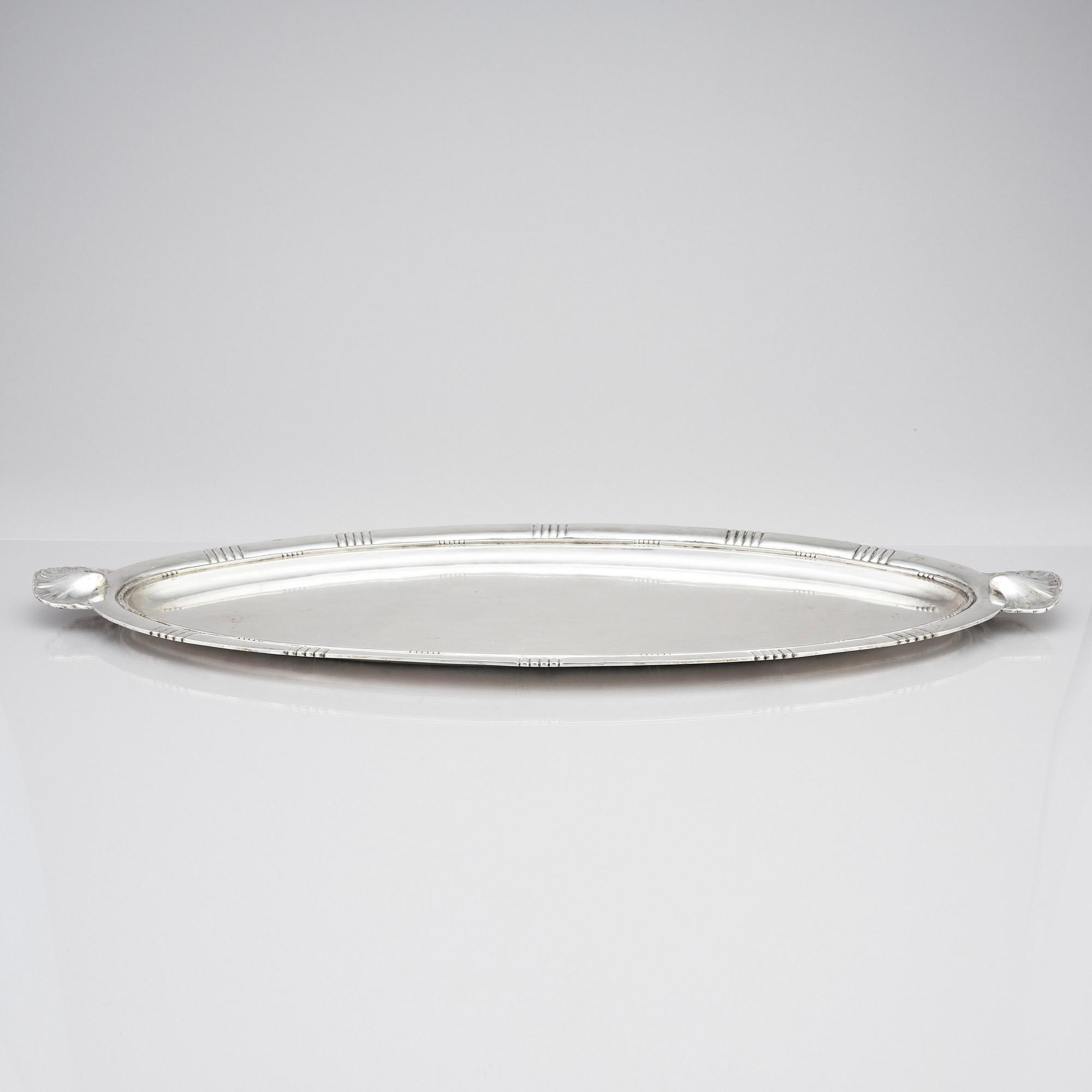 Georg Jensen, skaldjursbricka/ fiskfat, Köpenhamn 1920, 830/1000 silver, design nr 885.
