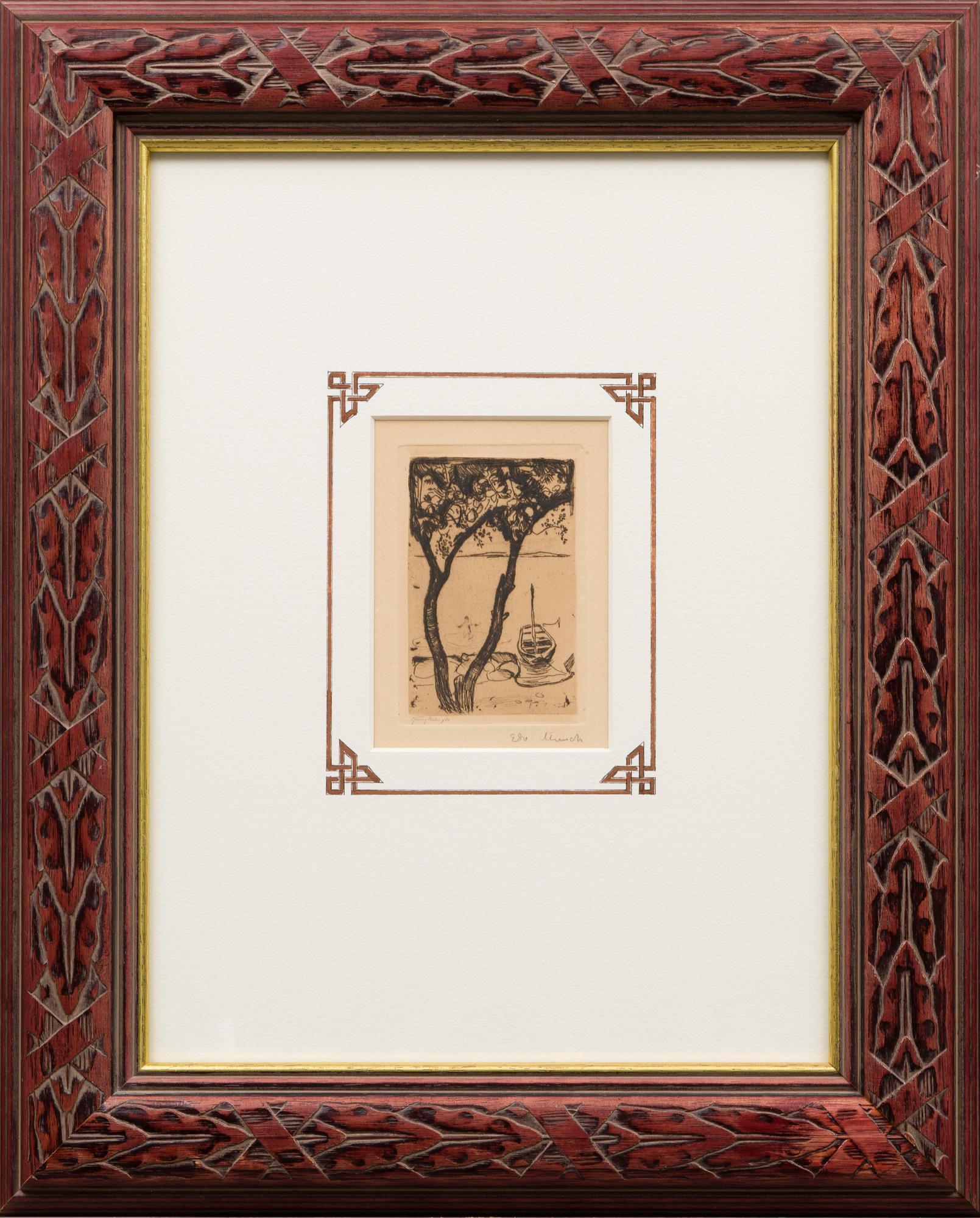 EDVARD MUNCH,  LANDSKAP MED BÅT.