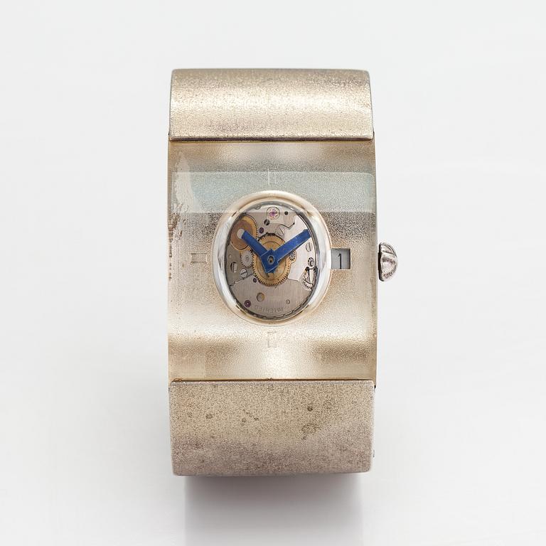 Björn Weckström, Armbandsur "Aikarauta", sterling silver, akryl. Lapponia 1976, 31 mm.