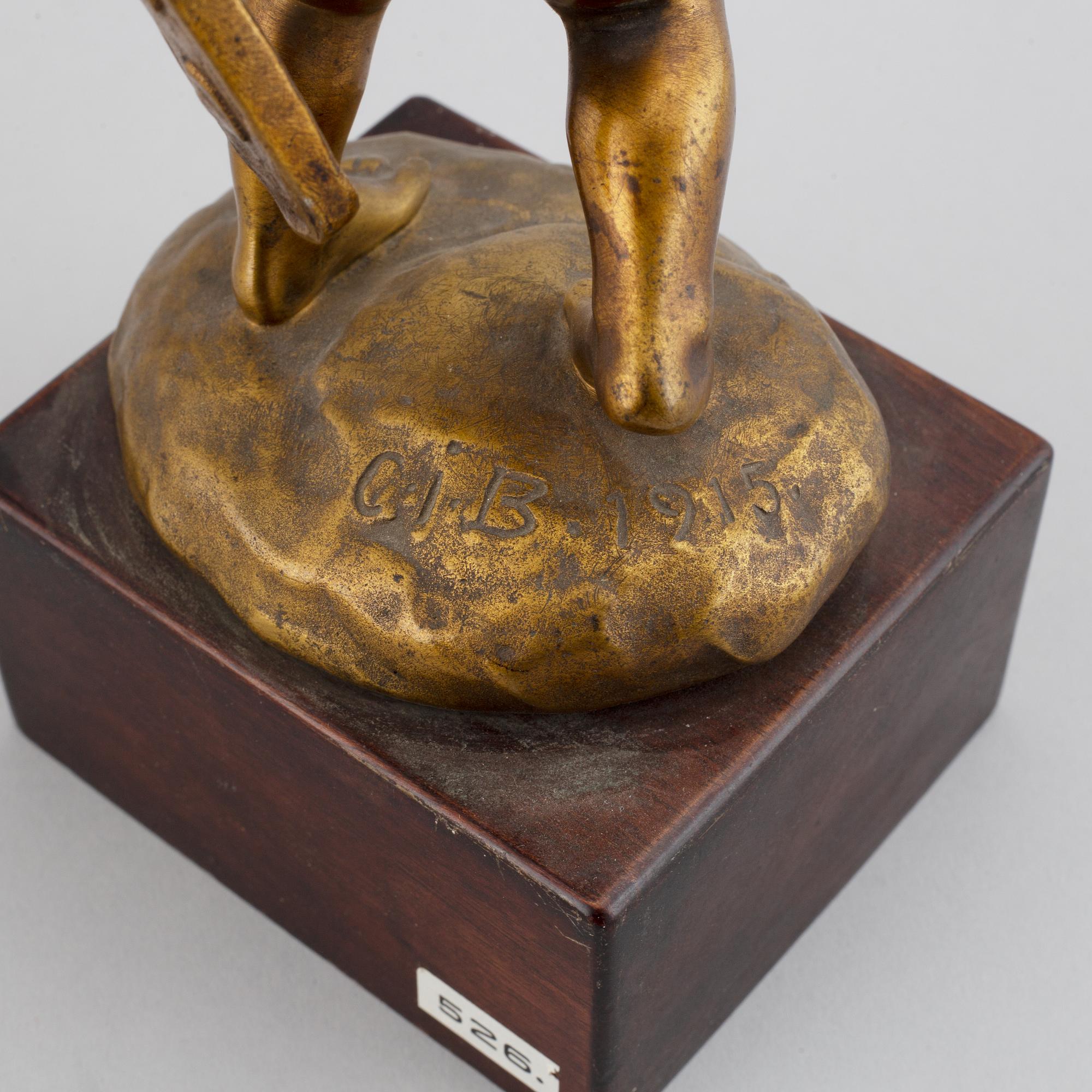 Carl Johan Bonnesen, a patinated bronze sculpture, signed CJB and dated 1915.