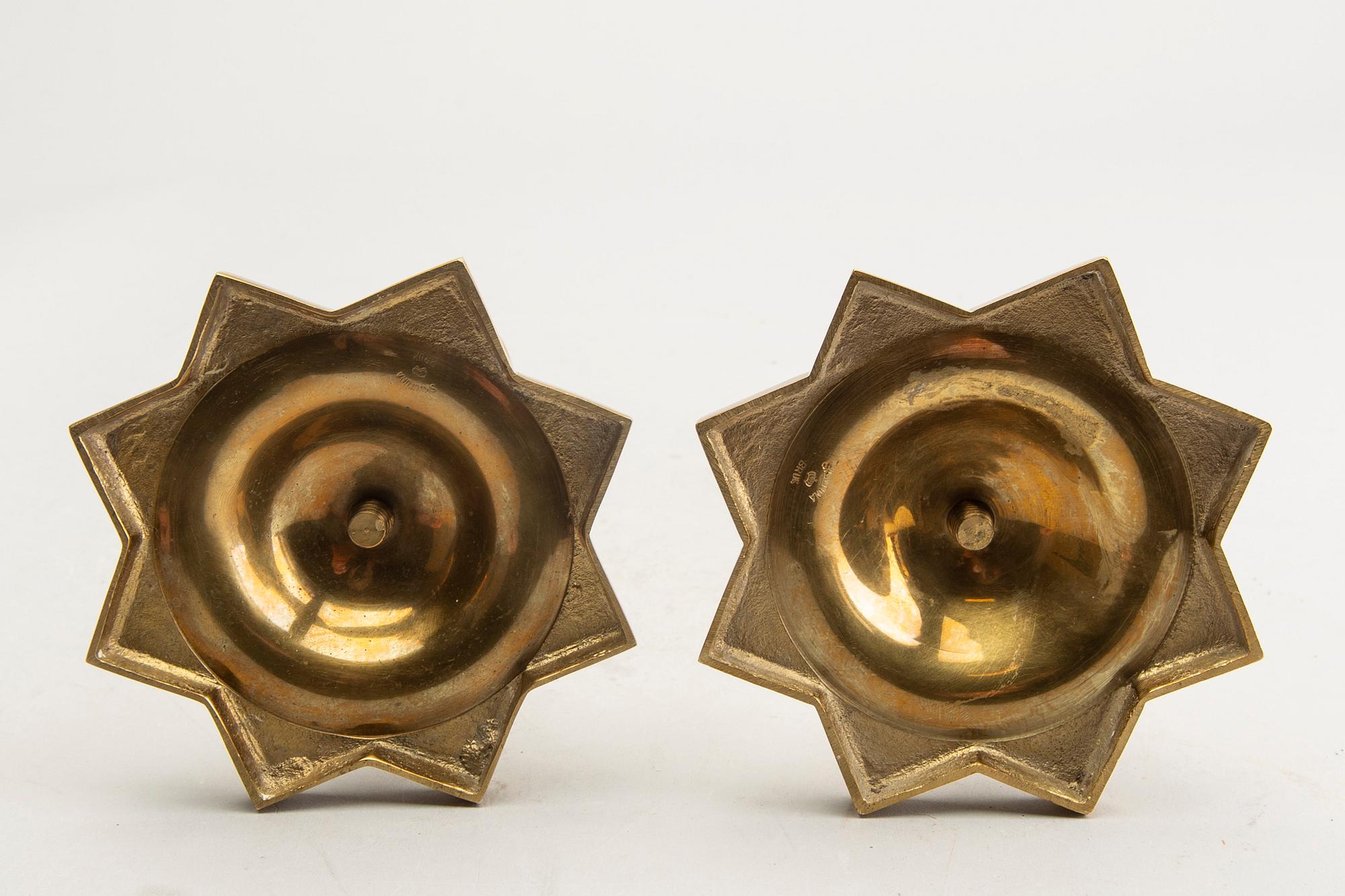 Skultuna Brassworks, "Stjärnestaken", candlesticks, a pair, brass.