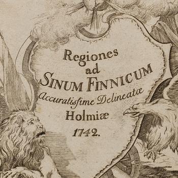 MAP - GEORG BIURMAN, 'Regiones ad Sinum Finnicum Accuratissime Delineatae Holmiae', 1742.