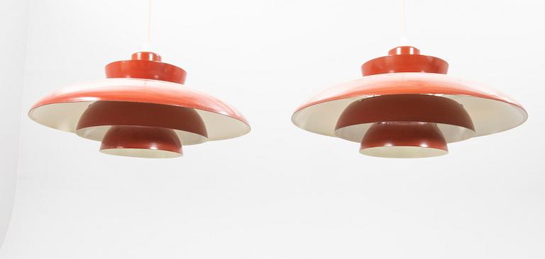 Jo Hammerborg, a pair of ceiling lamps for Fog og Mørup, Denmark, late 20th century.