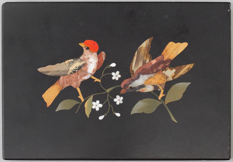 PLAKETT, pietra dura, Italien, 1800/1900-tal.