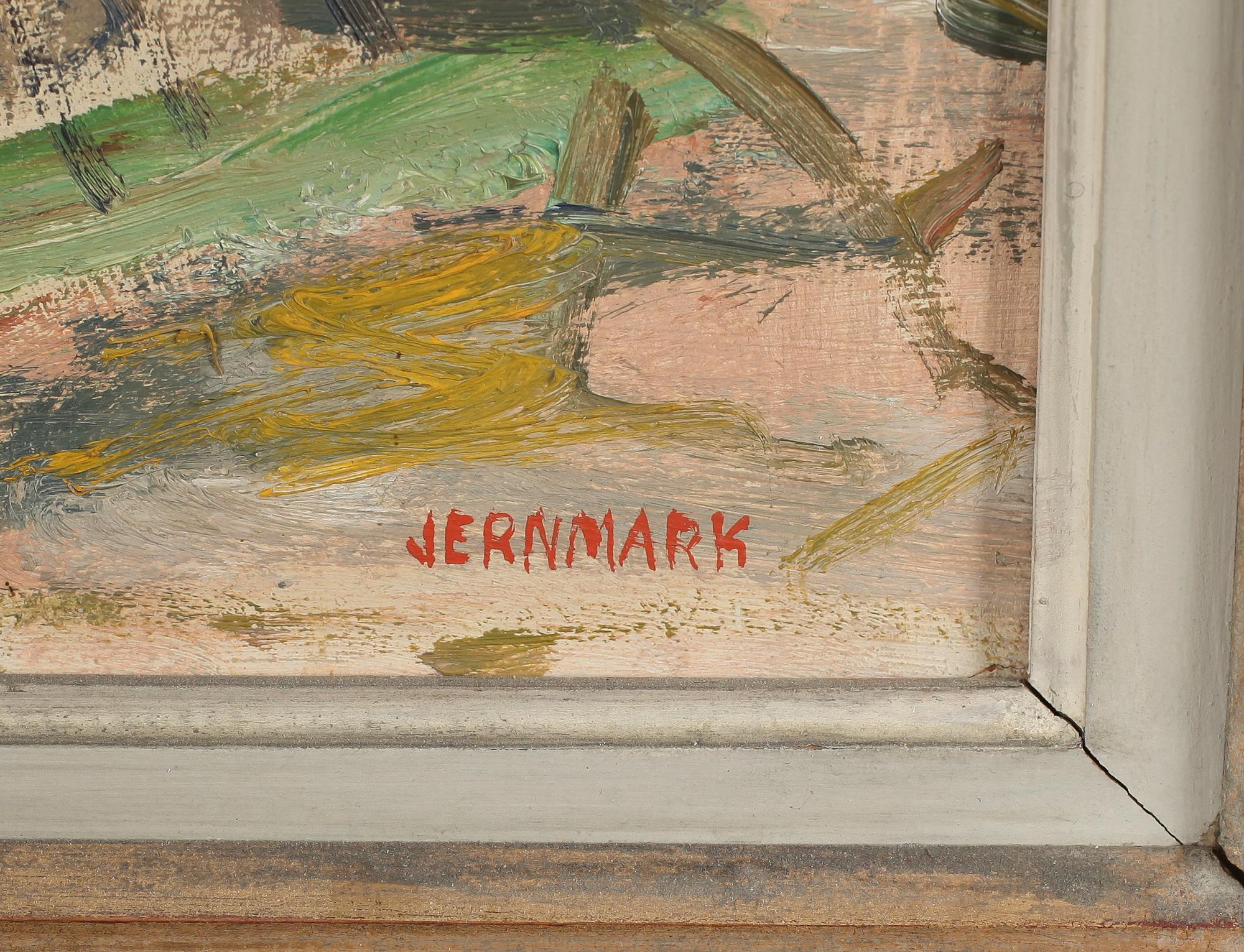 SIGGE JERNMARK, olja på pannå, signerad.