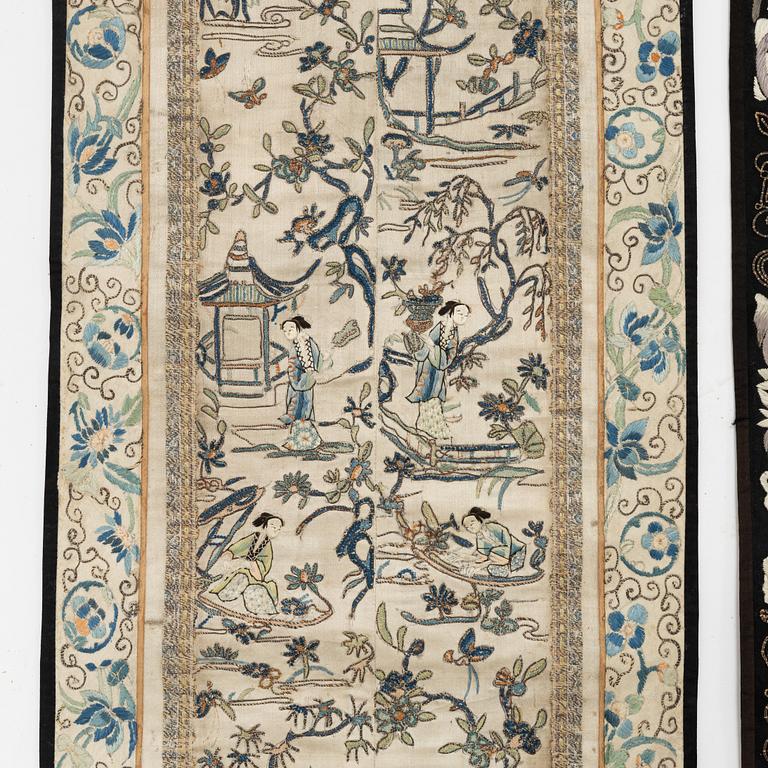Three silk embroideries, China, early 20th century and first half of the 2oth century.