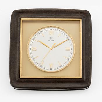 Omega, table clock, "Jumping Second", 17 x 17.5 x 4 cm.