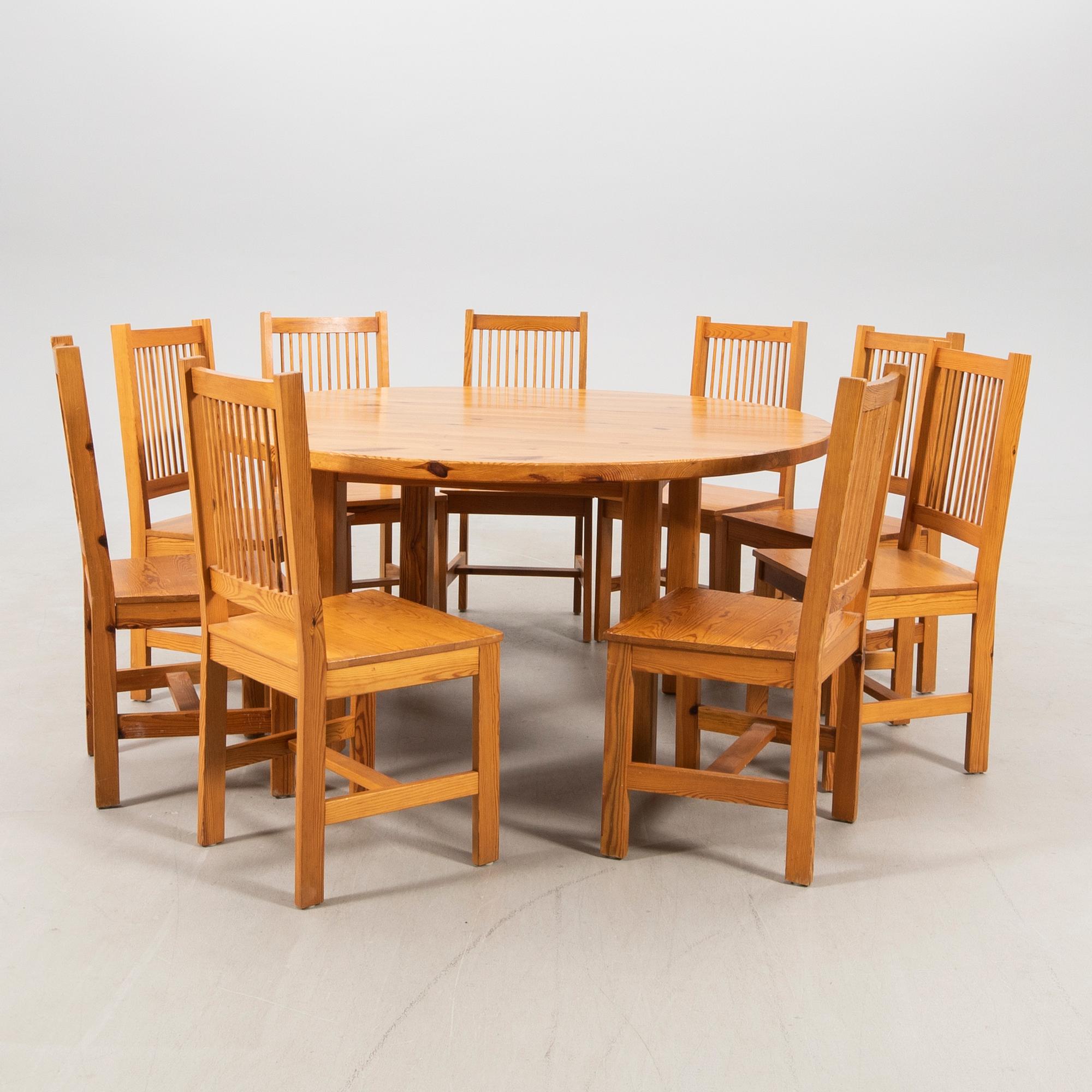 Table and chairs, 10 pieces, 1970s.
