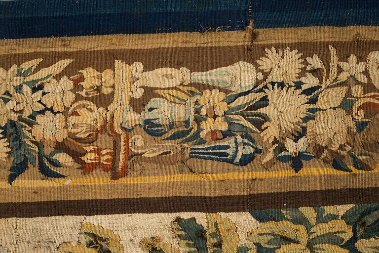 Vävd tapet, "Verdure", gobelängteknik, "entre-fenêtre", ca 314 x 109, cm, Aubusson omkring 1700-1700-talets förra hälft.