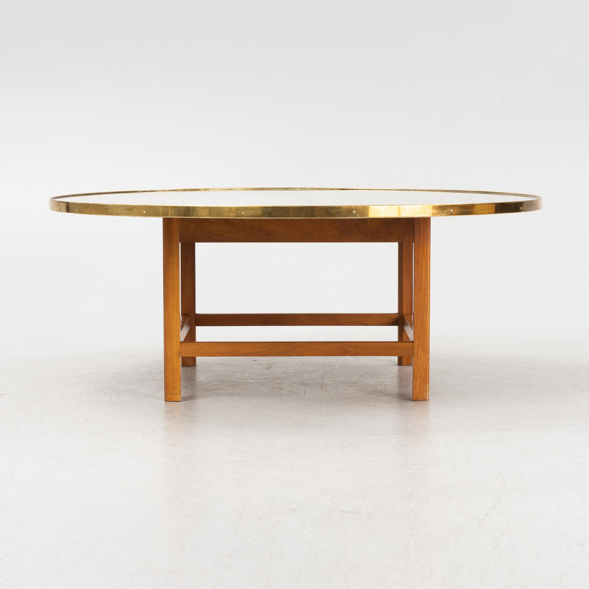 Josef Frank, a mahogany base table, map on the top, Svenskt Tenn, Sweden, model U601 (the top) & U491, 1960s-1970s.