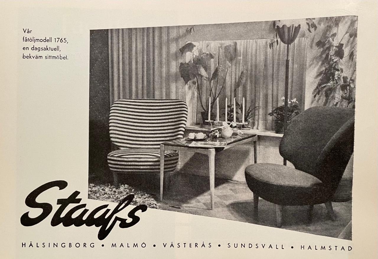 Sven Staaf, an armchair model "1765", AB Almgren & Staaf, Helsingborg, 1940s.