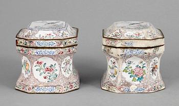 SKRIN, ett par, emalj på koppar, Qianlong, Kina 1700-tal.