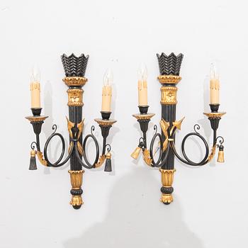 Vägglampor, ett par, Empire-stil, 1900-tal.