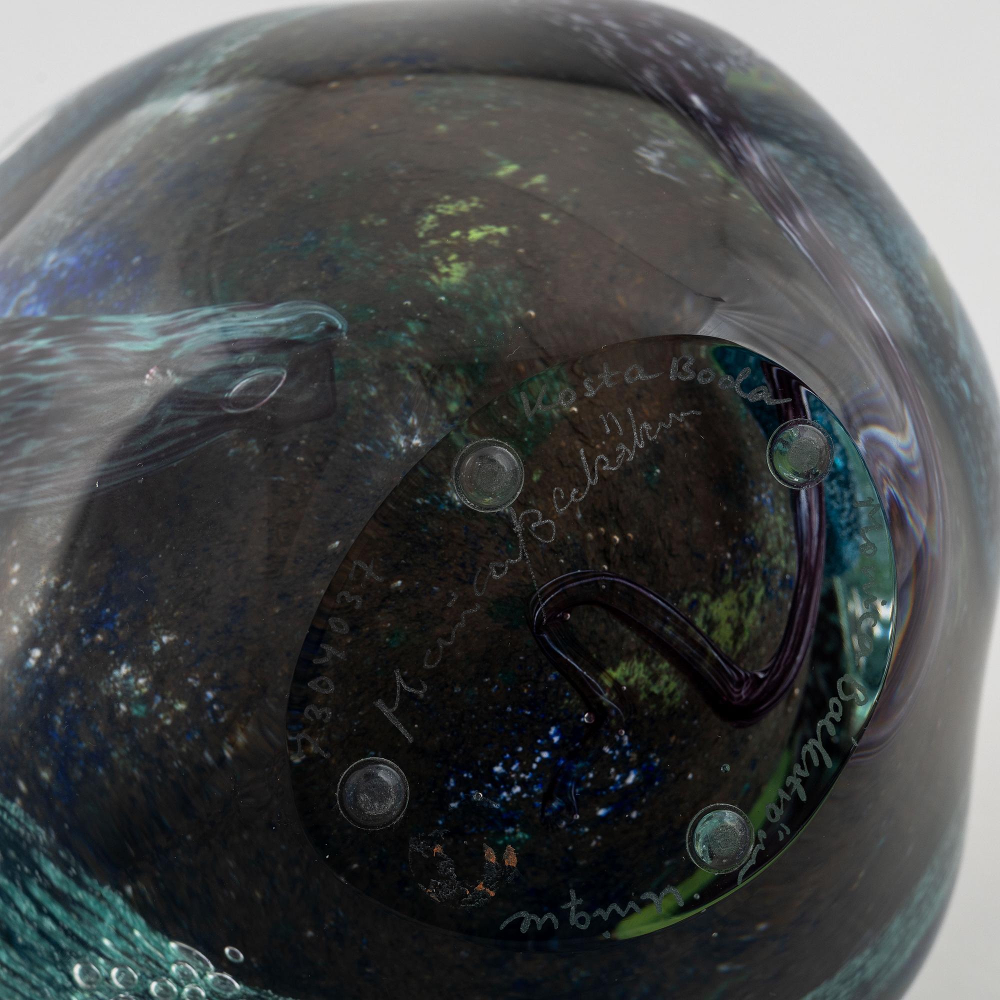 Monica Backström, a unique glass vase, 'Ocean Garden'. Kosta Boda.