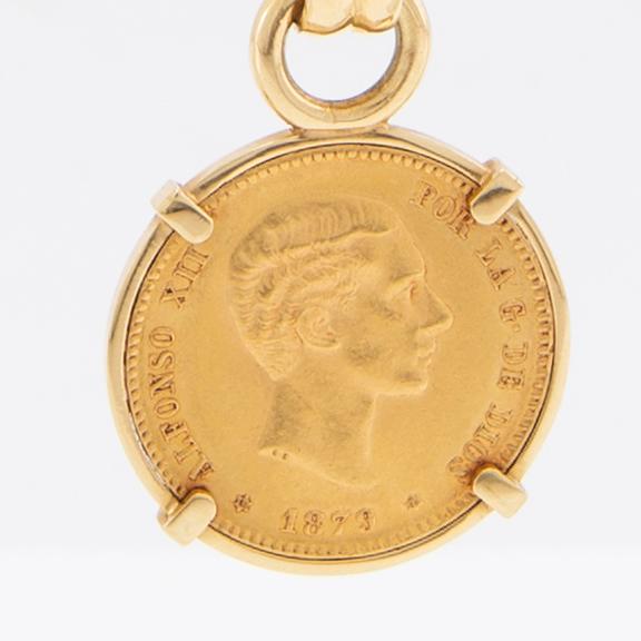 Gold coin 25 Pesetas, Alfonso XII, Spain 1879.