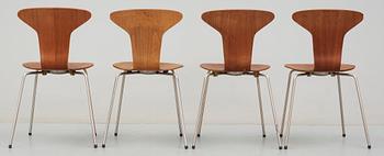 STOLAR, 4 st, "3105 / Munkegårdsstolen / Myggan", Arne Jacobsen, Fritz Hansen, Danmark, 1900-talets andra hälft.