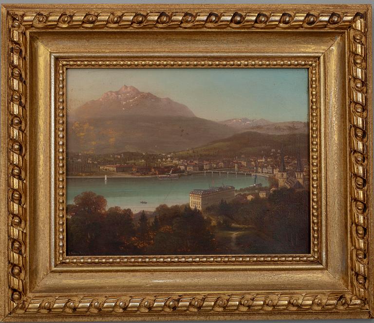 HUBERT SATTLER, olja på skiva, sign. G. Stähly-Rychen.