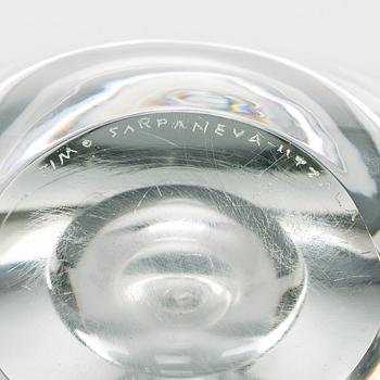 Timo Sarpaneva, glasskulptur 3567, "Sittande fågel", signerad Timo Sarpaneva Iittala.
