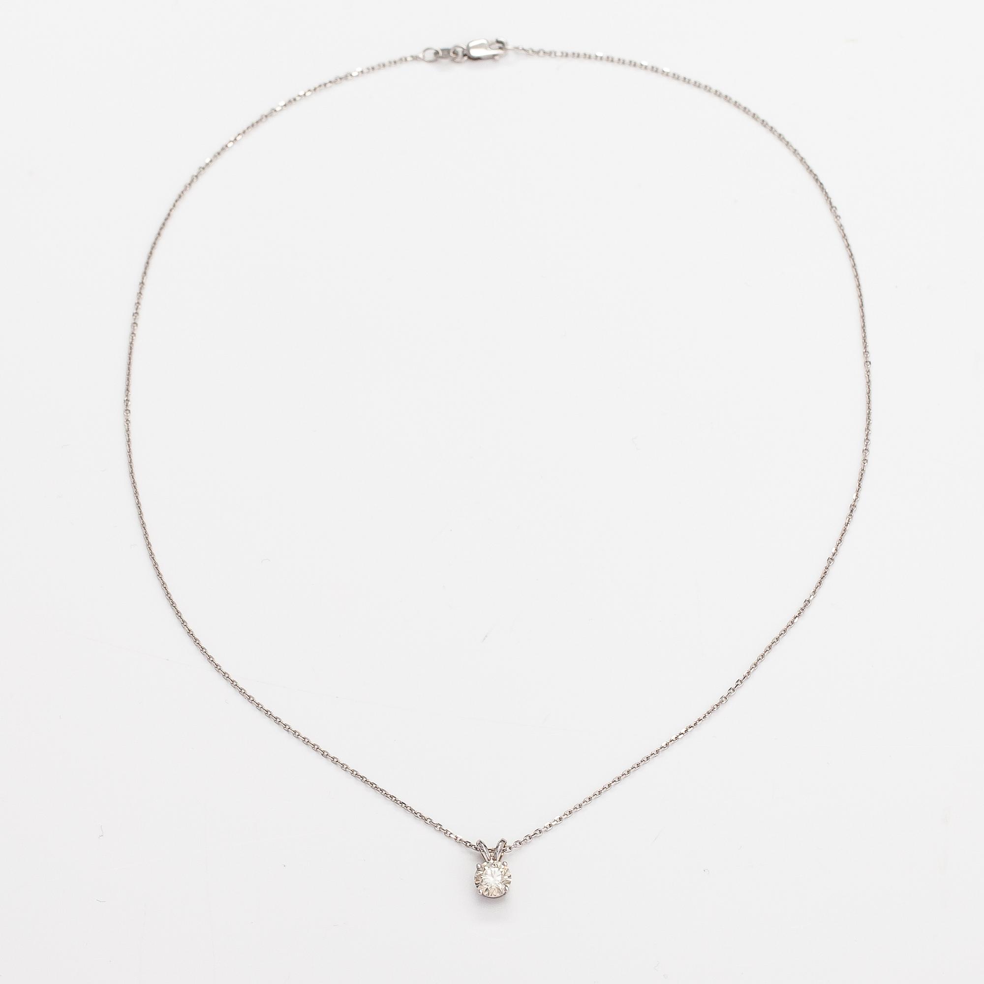 Kaulakoru, 14K valkokultaa, timantti n. 0.93 ct.