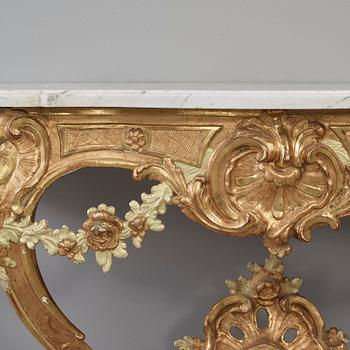 A Swedish Rococo 18th century console table by Adam Flodin, master 1758.