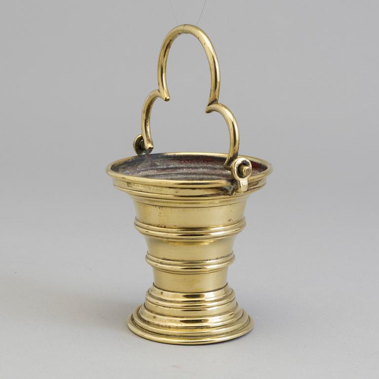 A BRASS HOLY WATER BOWL, 18th century or older.