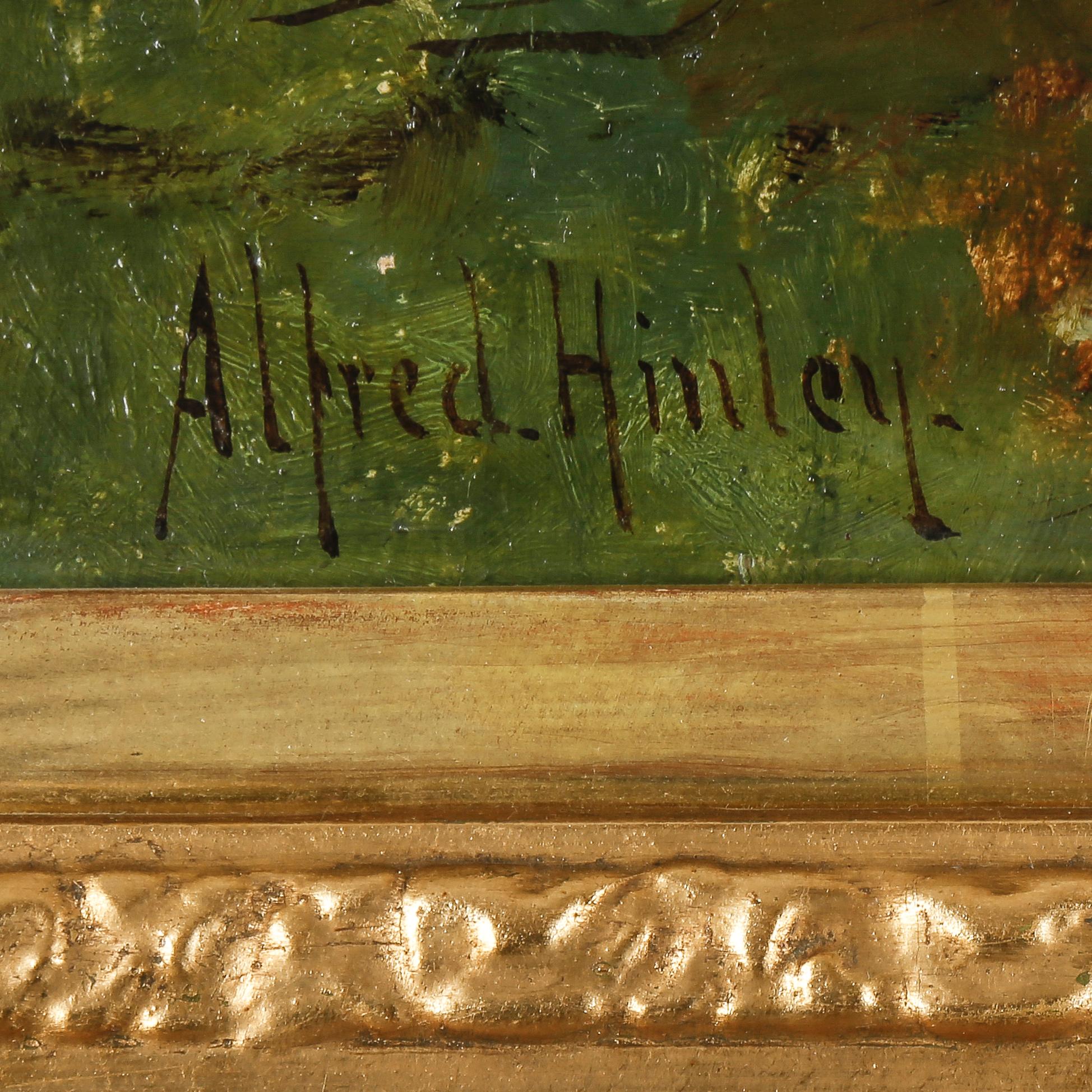 OKÄND KONSTNÄR, olja på duk, England, 1800-tal, signerad Alfred Hinley.