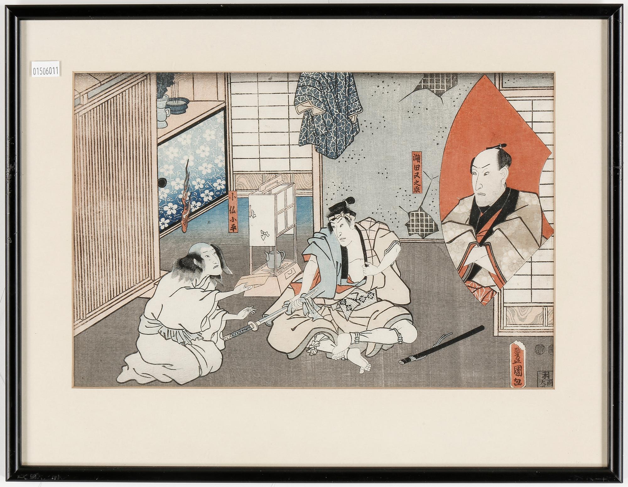 TRÄSNITT, 4 stycken, bland annat Utagawa Hiroshige, Japan, 18/1900-tal.